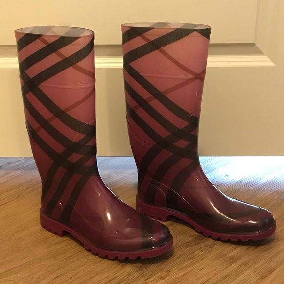 pink burberry rain boots